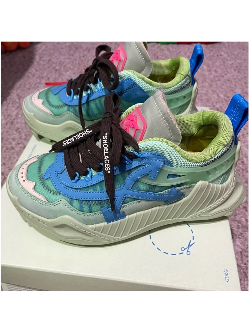Off-White Multicolor Sneakers in Blue, Green & Pink